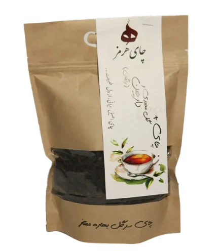 نمای روبه‌روی بسته چای سیاه سرگل بهاره هرمز